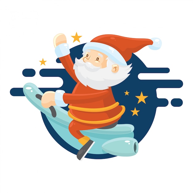 Vector flying santa