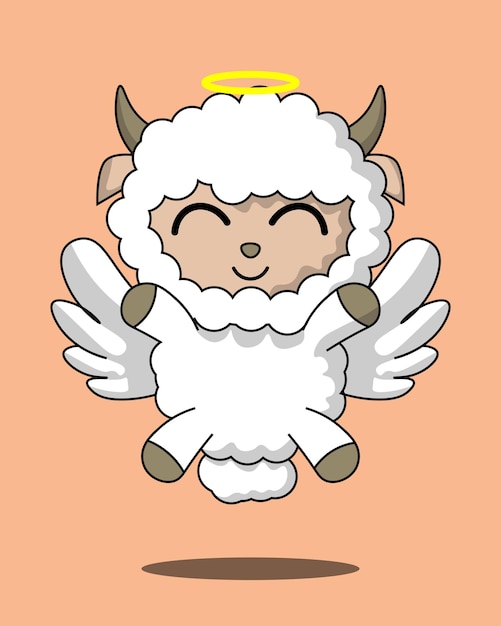 Vector flying sheep cute idul adha reangz