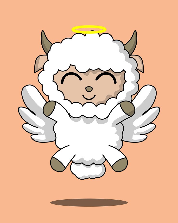 वेक्टर flying sheep cute idul adha reangz