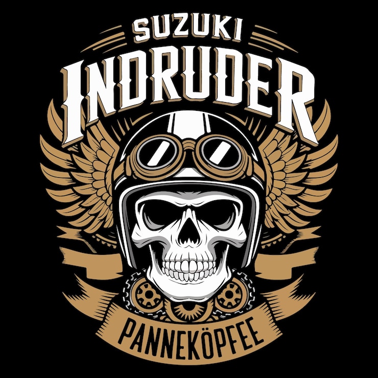 Vector flying skull with pistons for motorcycle club logo