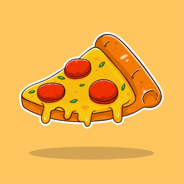 Летающий кусочек пиццы мультфильм Векторная иллюстрация Концепция быстрого питания Изолированный вектор