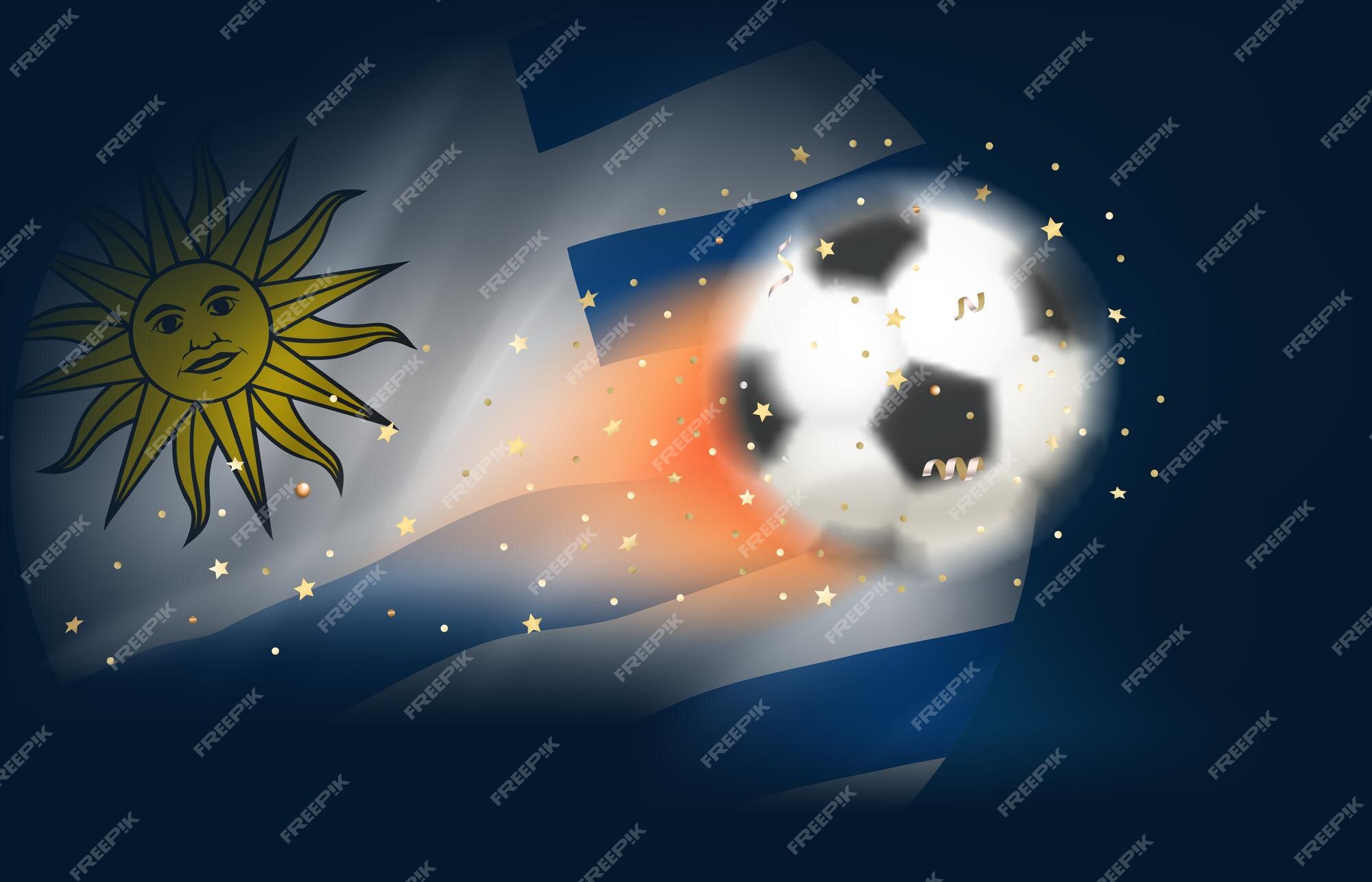 Premium Vector  Flag of uruguay with soccer ball as a background