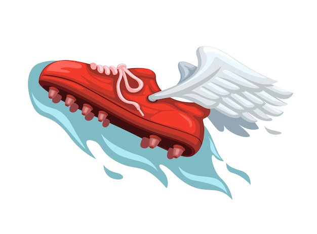 Летающие футбольные бутсы Спортивный талисман Логотип Символ карикатурного вектора иллюстрации
