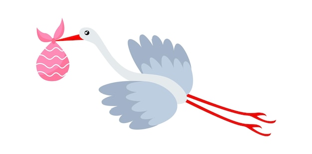 Flying stork with a baby Vector illustration