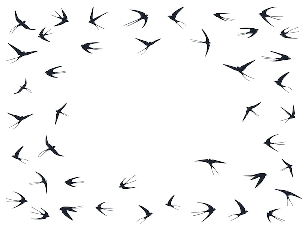 Flying swallow birds silhouettes vector illustration nomadic ma