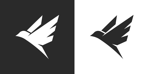 Vector flying swallow logo. a bird flutters its wings in the sky