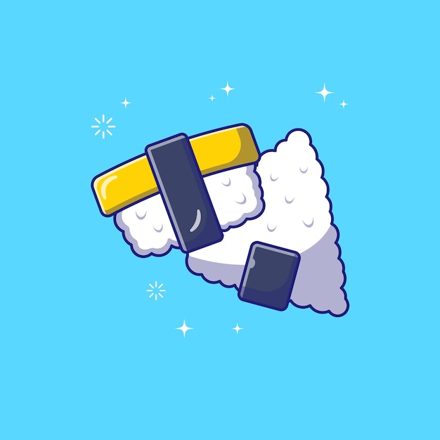 Flying tamago egg sushi e onigiri icona piatta illustrazione isolata