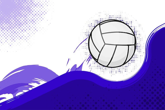 Vector a flying volleyball ball abowe blue flat wave abstract background