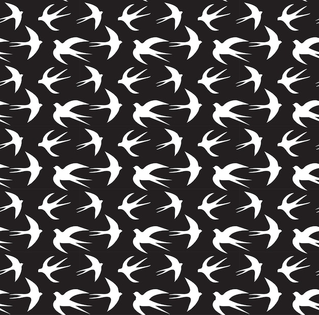 Flying white outline birds pattern on dark blue background