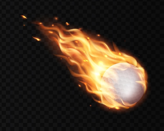 Premium Vector | Flying white volleyball ball and fire flame trails