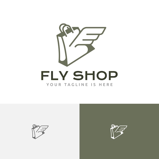 Flying wings bird fly shop marketplace shopping bag consegna logo