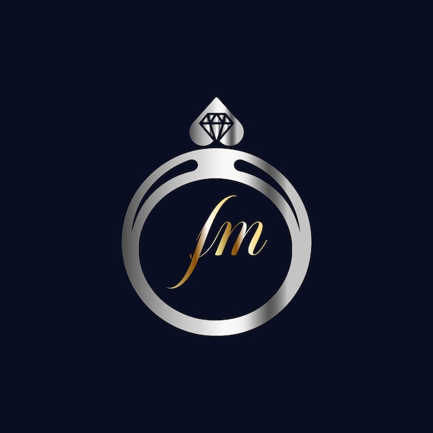 FM initial logo luxury floral wedding logos vector template