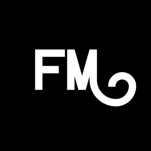 벡터 검은색 바탕에 fm 글자 로고 디자인 fm 크리에이티브 이니셜 문자 로고 컨셉 fm 글자 디자인 fm 검은 바탕에 fm  글자 디자인 f m f m 로고