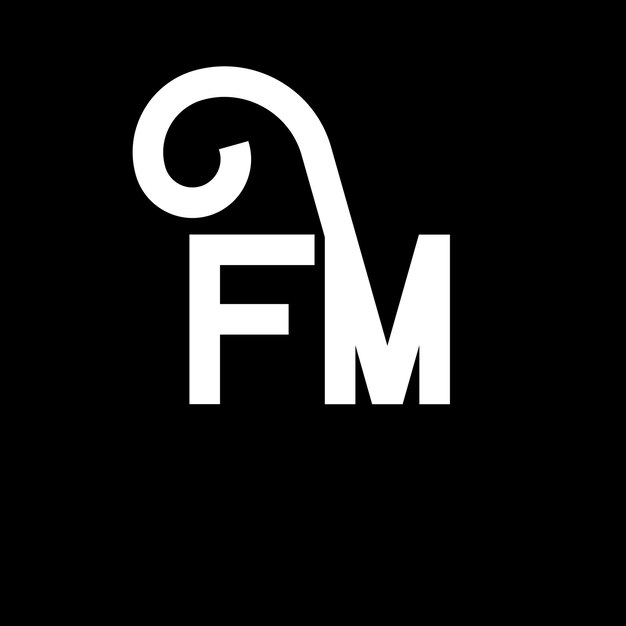 벡터 검은색 바탕에 fm 글자 로고 디자인 fm 크리에이티브 이니셜 문자 로고 컨셉 fm 글자 디자인 fm 검은 바탕에 fm  글자 디자인 f m f m 로고