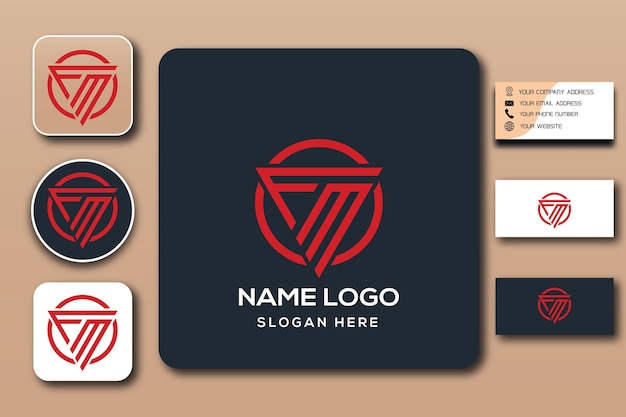 Vector fm monogram logo template color editable