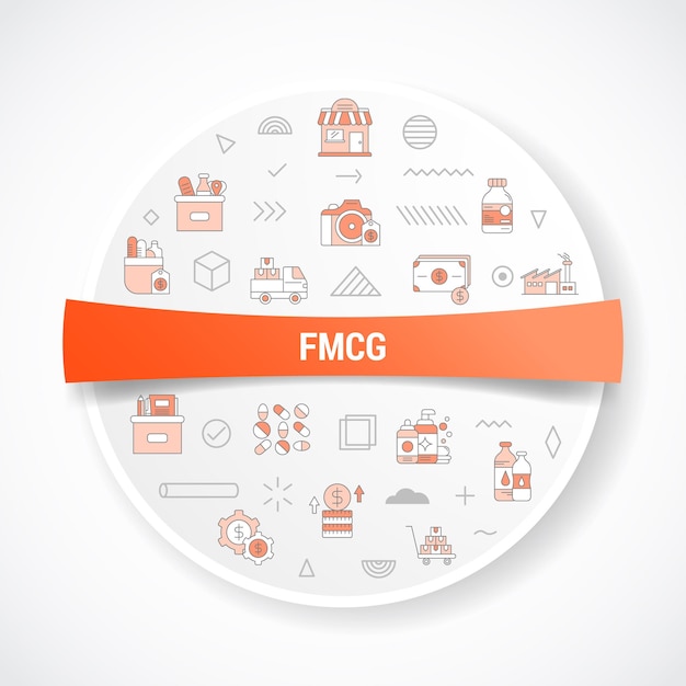 Vector fmcg fast moving consumer goods concept with icon concept with round or circle shape for badge