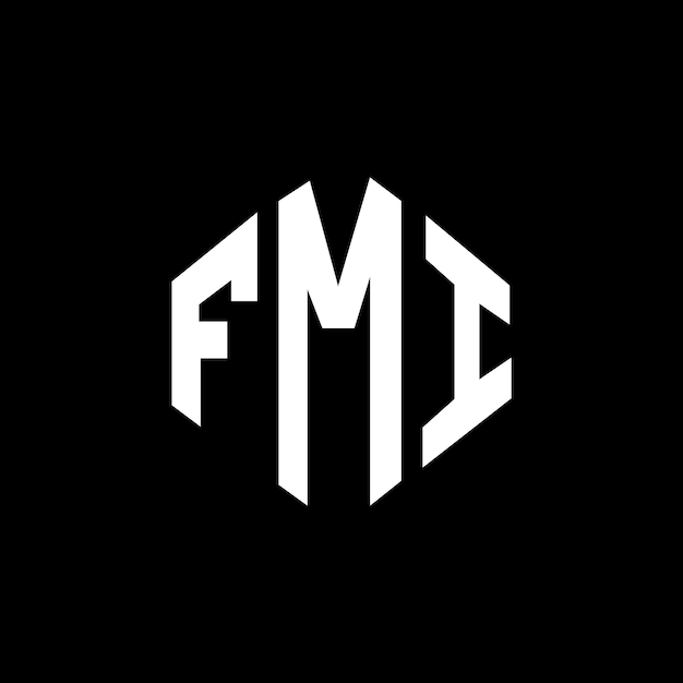 벡터 다각형 모양의 fmi 글자 로고 디자인, 다각형과 큐브 모양의 imf 로고 디자인 (fmi 6각형 터 로고 템플릿, 색과 검은색, fmi 모노그램, 비즈니스 및 부동산 로고)