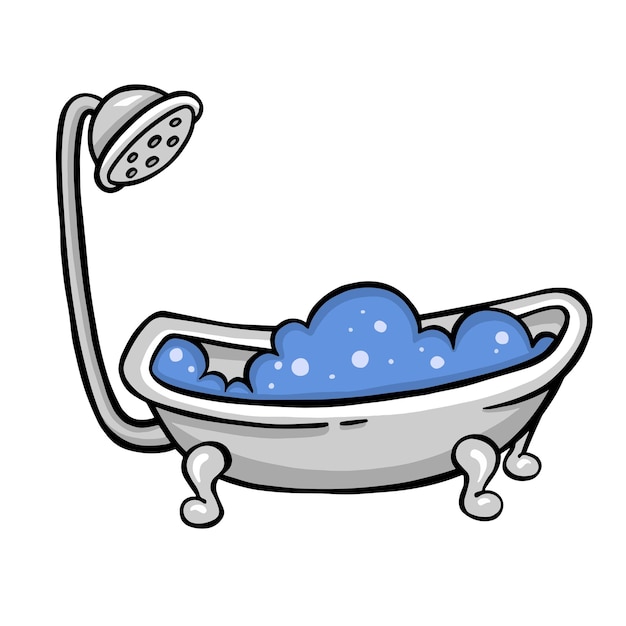 Foam bath with shower personal hygiene vector full color