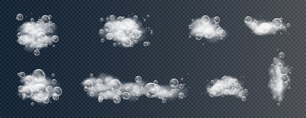 Foam and bubbles on a transparent background. foam mousse with bubbles.