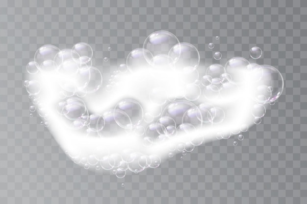 Vector foam with bubbles soapy water for washing vector