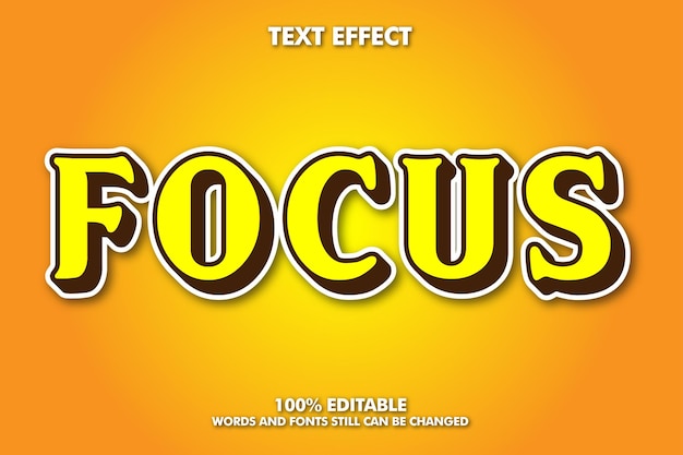 Focus modern bold 3d typography cartoon editable text effect