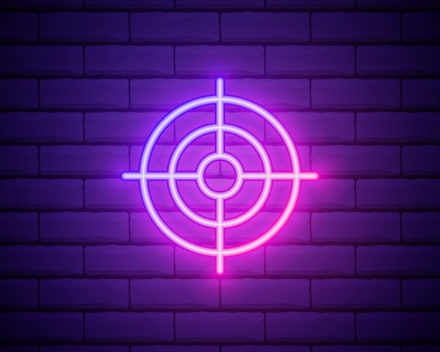 Focus neon icon elements of photography set simple icon for websites web design mobile app info graphics isolated on brick wall