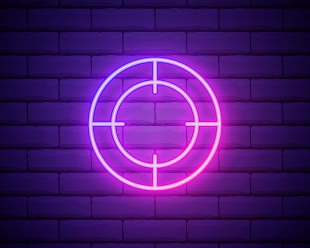 Focus neon icon elements of photography set simple icon for websites web design mobile app info graphics isolated on brick wall