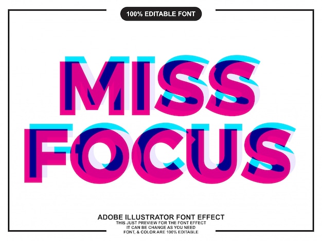 Vector focus overprint text style font effect