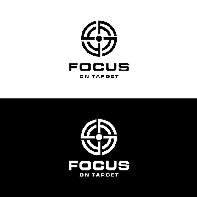 Focus target circle ruota con la lettera iniziale f logo design ispirazione