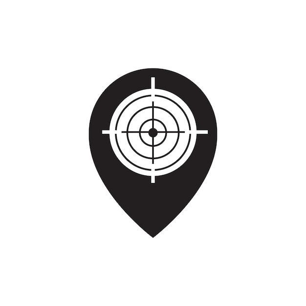 Focus target with pin map location logo design vector graphic symbol icon sign illustration creative