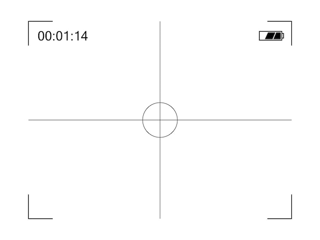 Focusing screen with target of the camera viewfinder Vector template of viewfinder camera recording