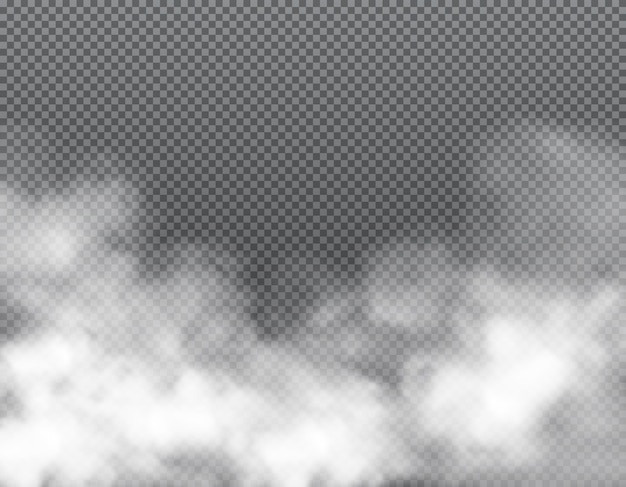 Vector fog or clouds, smoke, white toxic steaming vapor