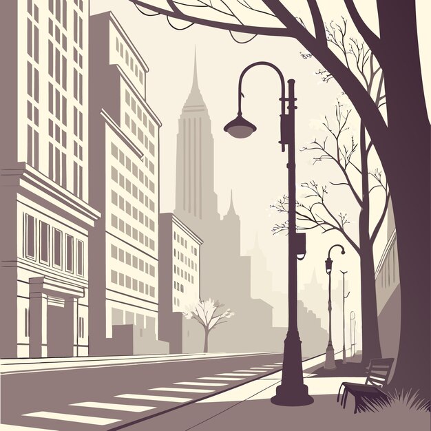 Fog in Cities Misty Stedelijke illustratie voor achtergronden