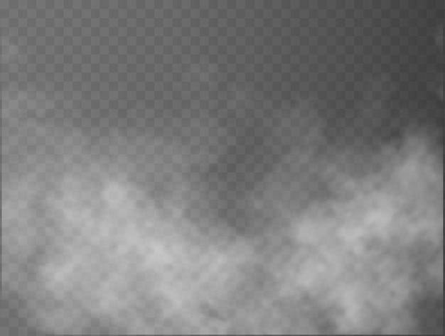 Туман или дым изолированные прозрачный спецэффект белый вектор облачность туман или фон смога
