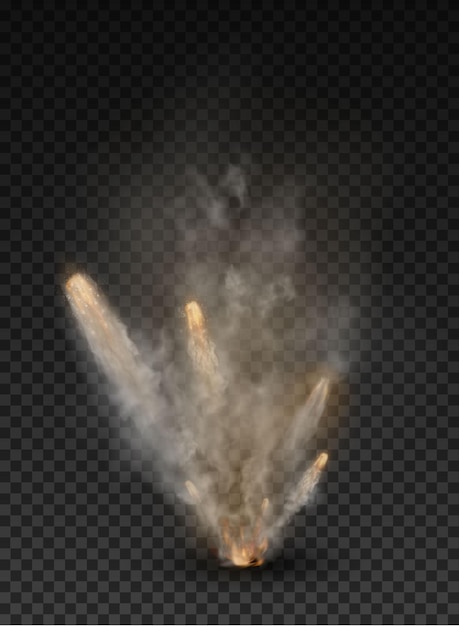 Vector fog and smoke explosion isolated on transparent