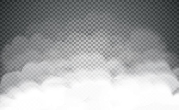 Fog or smoke isolated transparent special effect White vector cloudiness mist or smog background Vector illustration