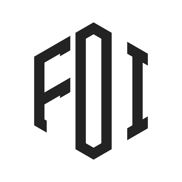 ロゴデザイン: FOI (イニシャル・レター) モノグラム (六角形)