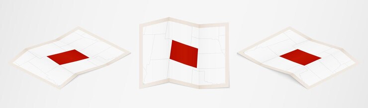 Vector folded map of colorado in three different versions.