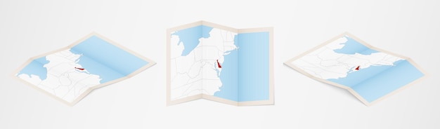 Vector folded map of delaware in three different versions.