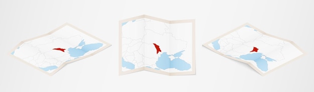 Вектор Сложенная карта молдовы в трех разных вариантах.