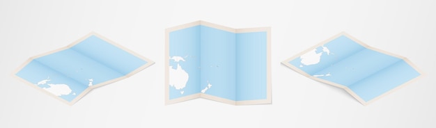 Folded map of samoa in three different versions.