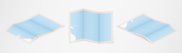 Vector folded map of tuvalu in three different versions.