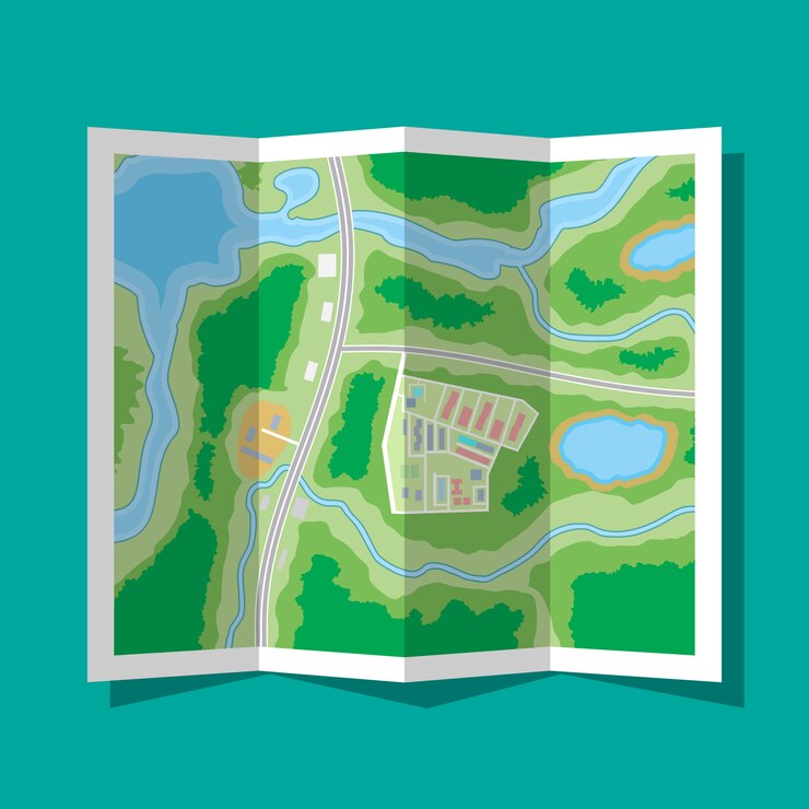 Vector folded paper city map icon
