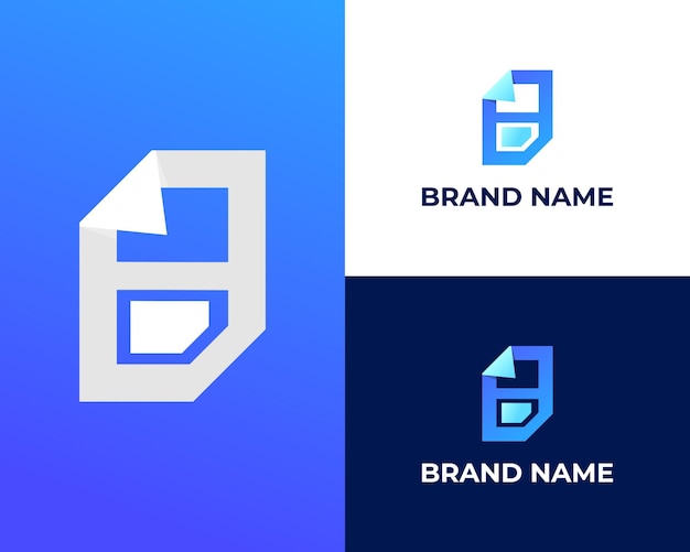 Folded paper letter logo design b