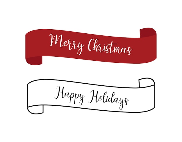 Folded ribbon with merry Christmas sign