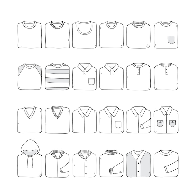 Folded shirt sethand drawn illustration on white background