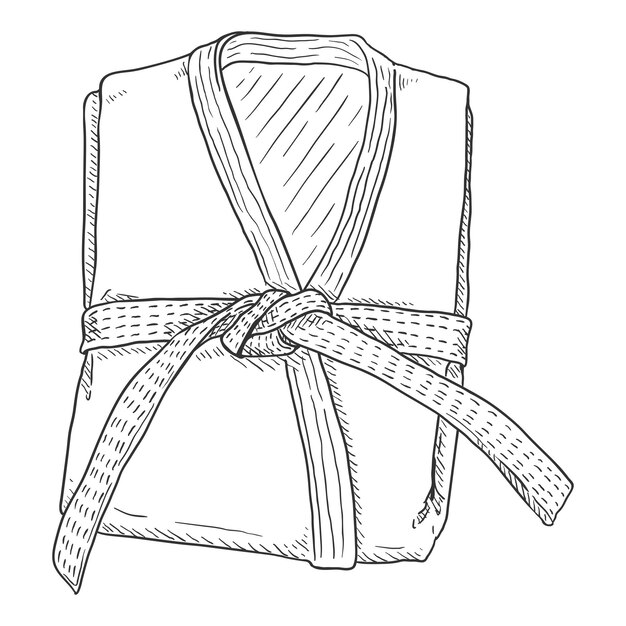 Folded white karate kimono with belt