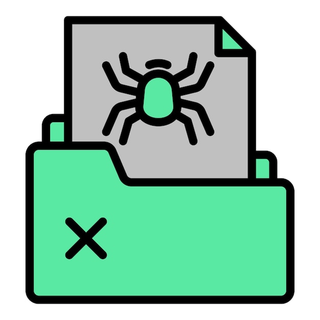 Vector folder bug icon outline vector internet data crime protect