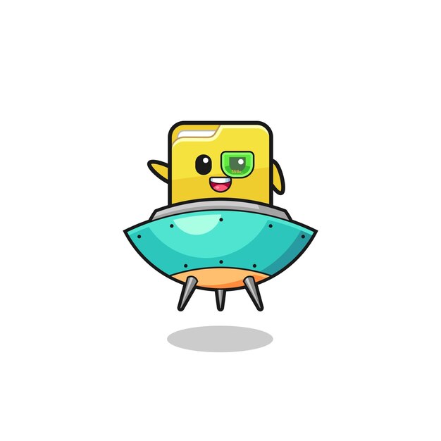 Folder cartoon riding a future spaceship  cute design