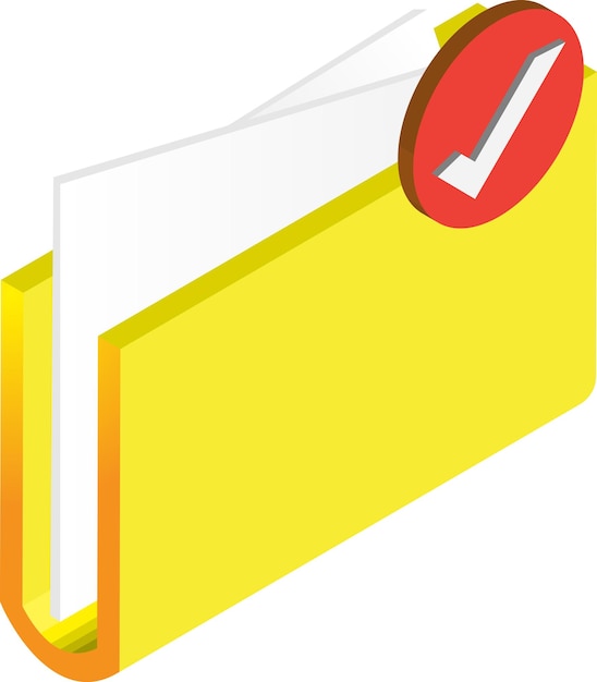 Folder and checkmark illustration in 3D isometric style